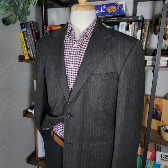 Nautica Men's Flannel Sport Coat Blazer Two Button Brown Striped Wool Size 40R - Picture 7 of 16